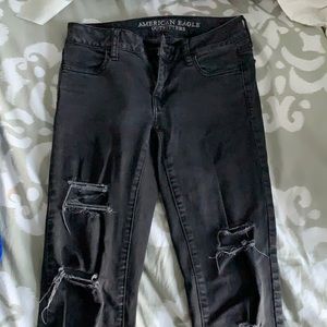 Black, distressed AE jeans